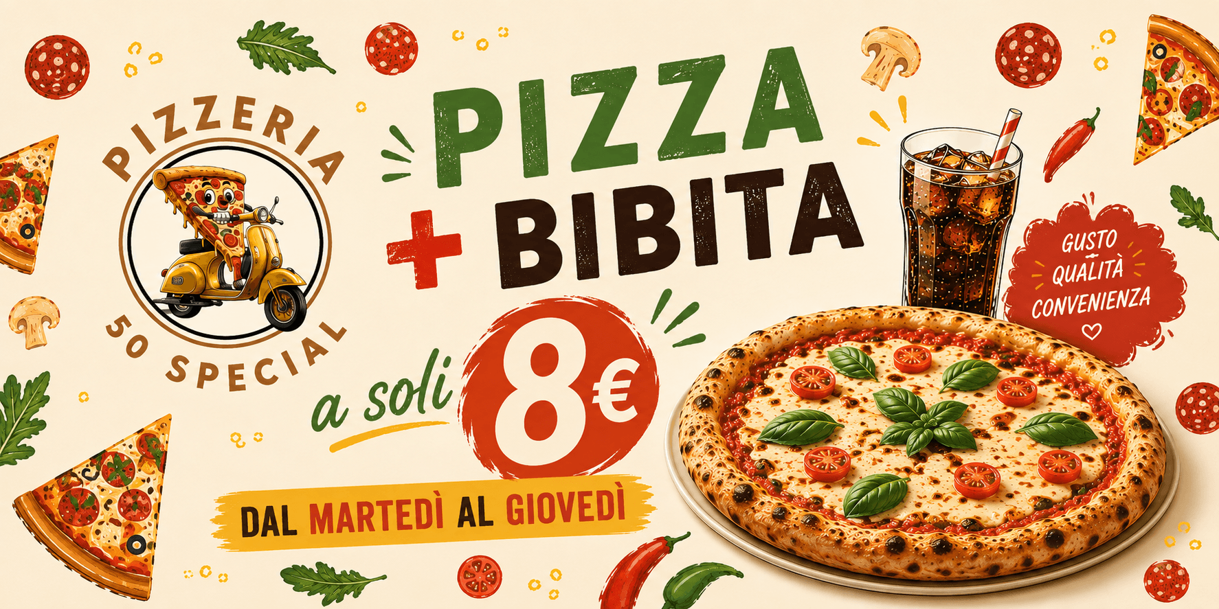 🍕 Promo Pizza & Bibita a soli 8€!