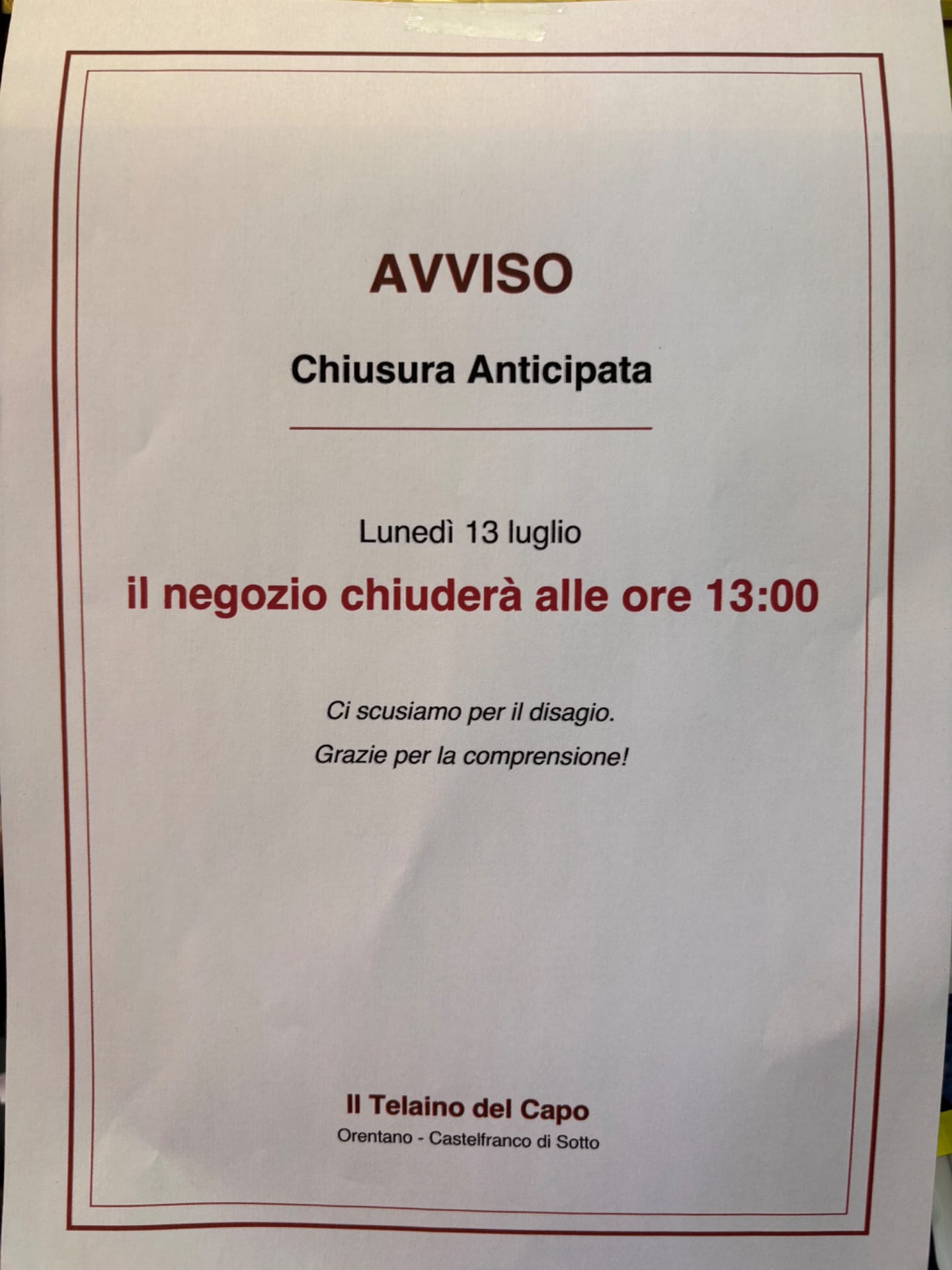 Chiusura anticipata