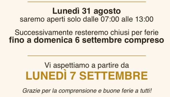 Chiusura per ferie